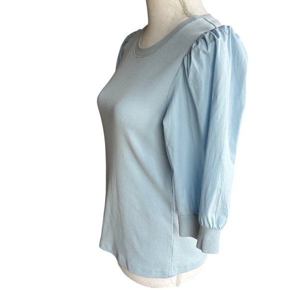 Veronica Beard Coralee Puff Sleeve Top Lake Blue Medium - Picture 5 of 10